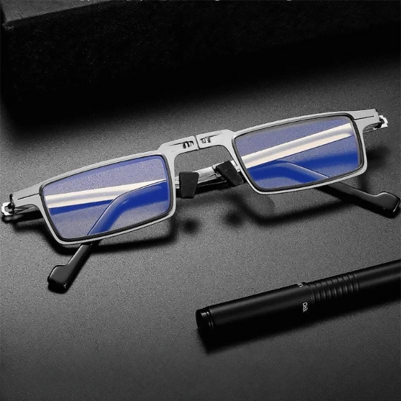 Compact Folding Reading Glasses with Blue Light Blocking Lenses for Men & Women | Lightweight Titanium Frame Readers with Case | Portable Ey | Thomler