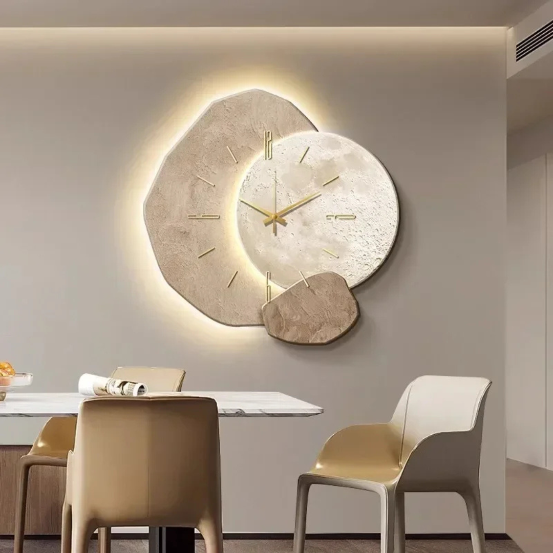 Wall Clock Natural Wood LED 19.7 in Silent Bedroom Living Room Decorative Ambient Lighting Quartz Timepiece | Thomler