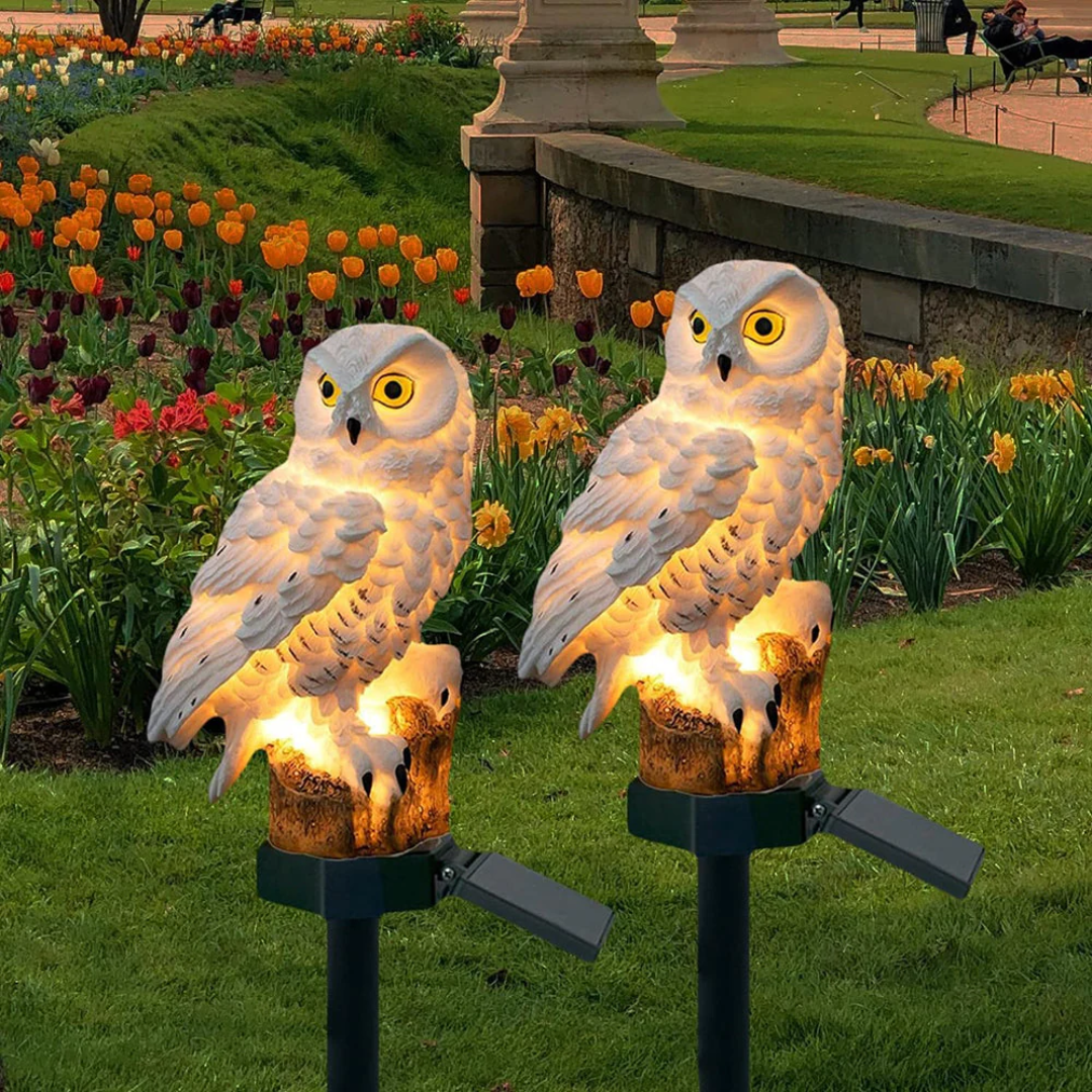 Solar Owl Stake Light for Walkways, Yard & Garden with Automatic Dusk Sensor – Cordless LED Ground Lamp for Outdoor Pathway Lighting | Thomler