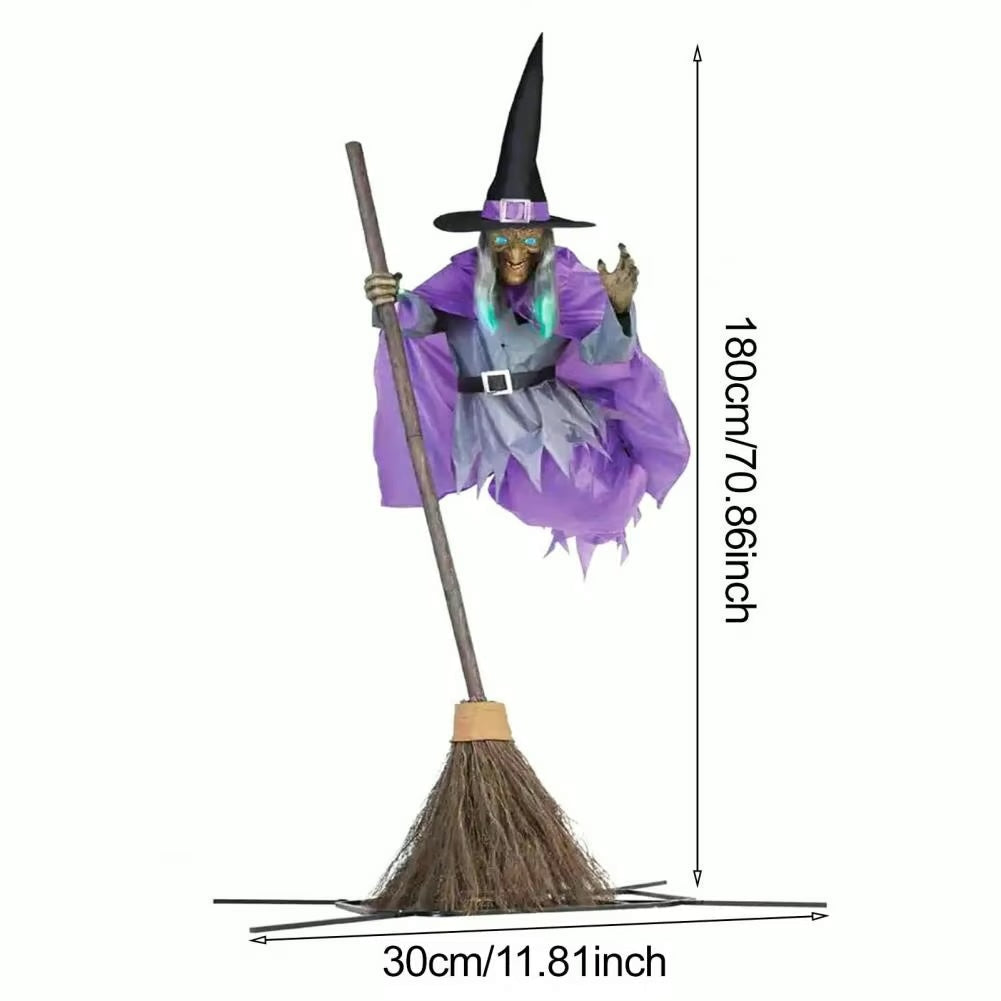 6 ft Tall Wind-Blown Witch Garden Stake for Outdoor Halloween Yard Display | Thomler