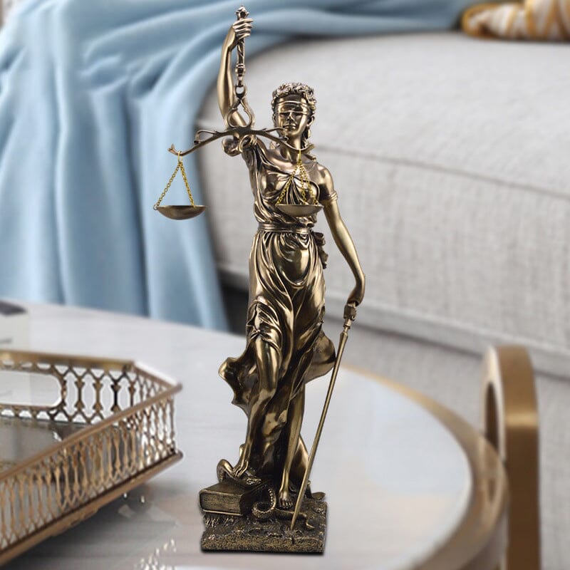 Decorative Sculpture Resin 30.0 cm Bronze Effect Office Desk Lady Justice Statue Legal Decor Home Library Ornament | Thomler