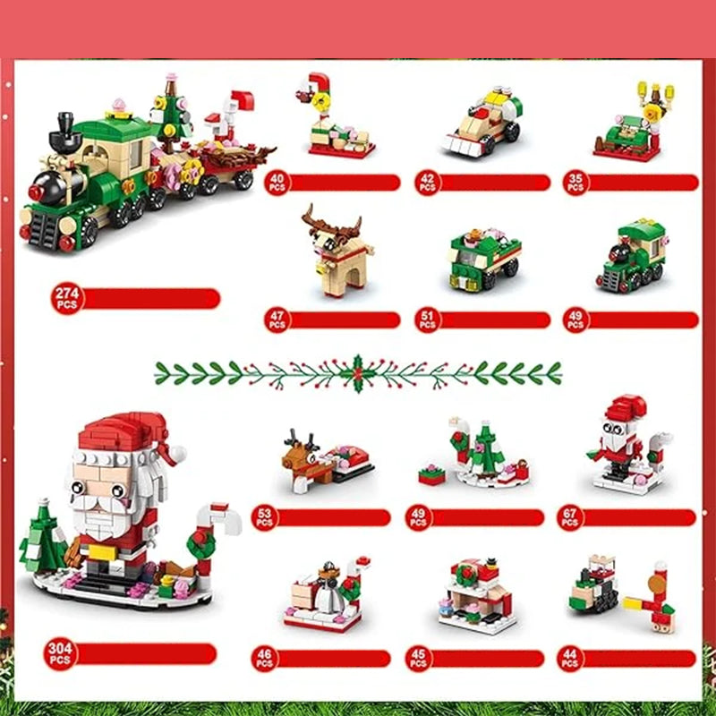 Holiday Countdown Building Block Advent Calendar for Kids 24 Days Creative Construction Surprise Set Daily Holiday Model Activity STEM | Thomler