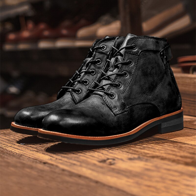 Men's Leather Work Boots with Cushioned Insole – Durable All-Weather Footwear for Daily Wear & Professional Use | Thomler