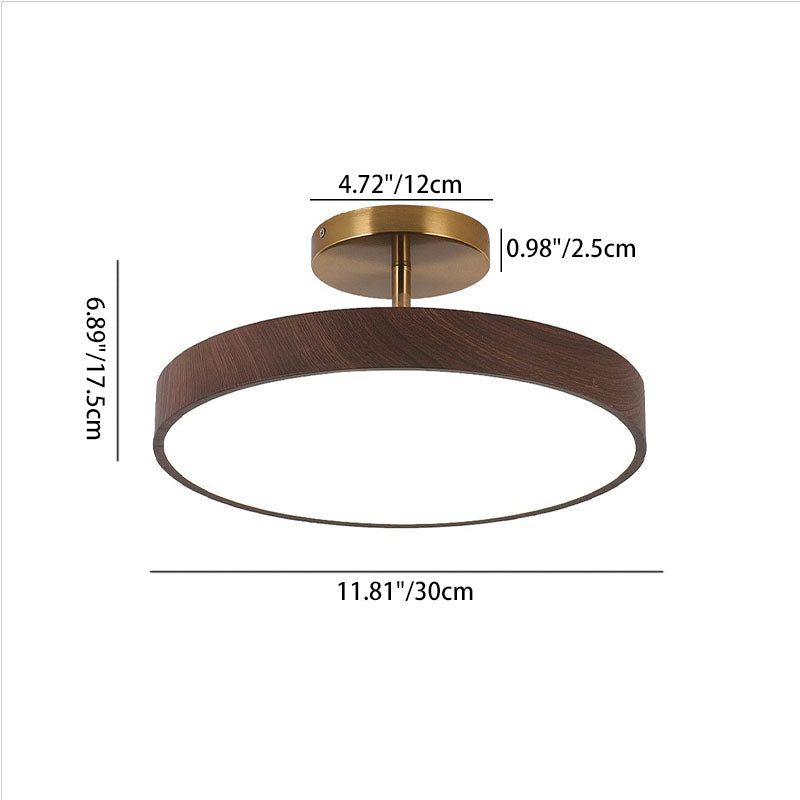 Semi-Flush Mount Light Iron 11.8 in LED Hallway Living Room Bedroom Modern Ceiling Fixture | Thomler