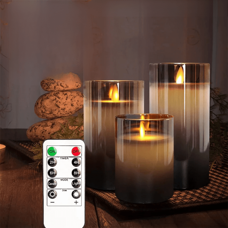 Flameless LED Candles with Flickering Light Effect, Remote Control Battery Operated Pillar Candles for Home Decor, Living Room, Bedroom | Thomler