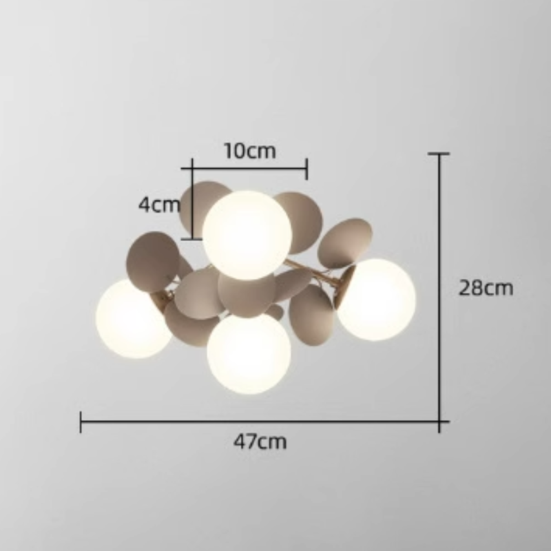 Glass Blossom Branch Ceiling Fixture with Adjustable LED Bulbs for Dining Room & Bedroom Lighting – Hardwired Modern Floral Chandelier | Thomler