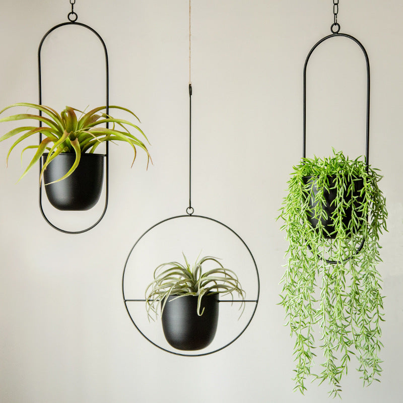 Hanging Metal Planter Pots – Geometric Wall-Mounted Indoor Planters for Succulents, Herbs & Flowers – Scandinavian Minimalist Home Decor | Thomler