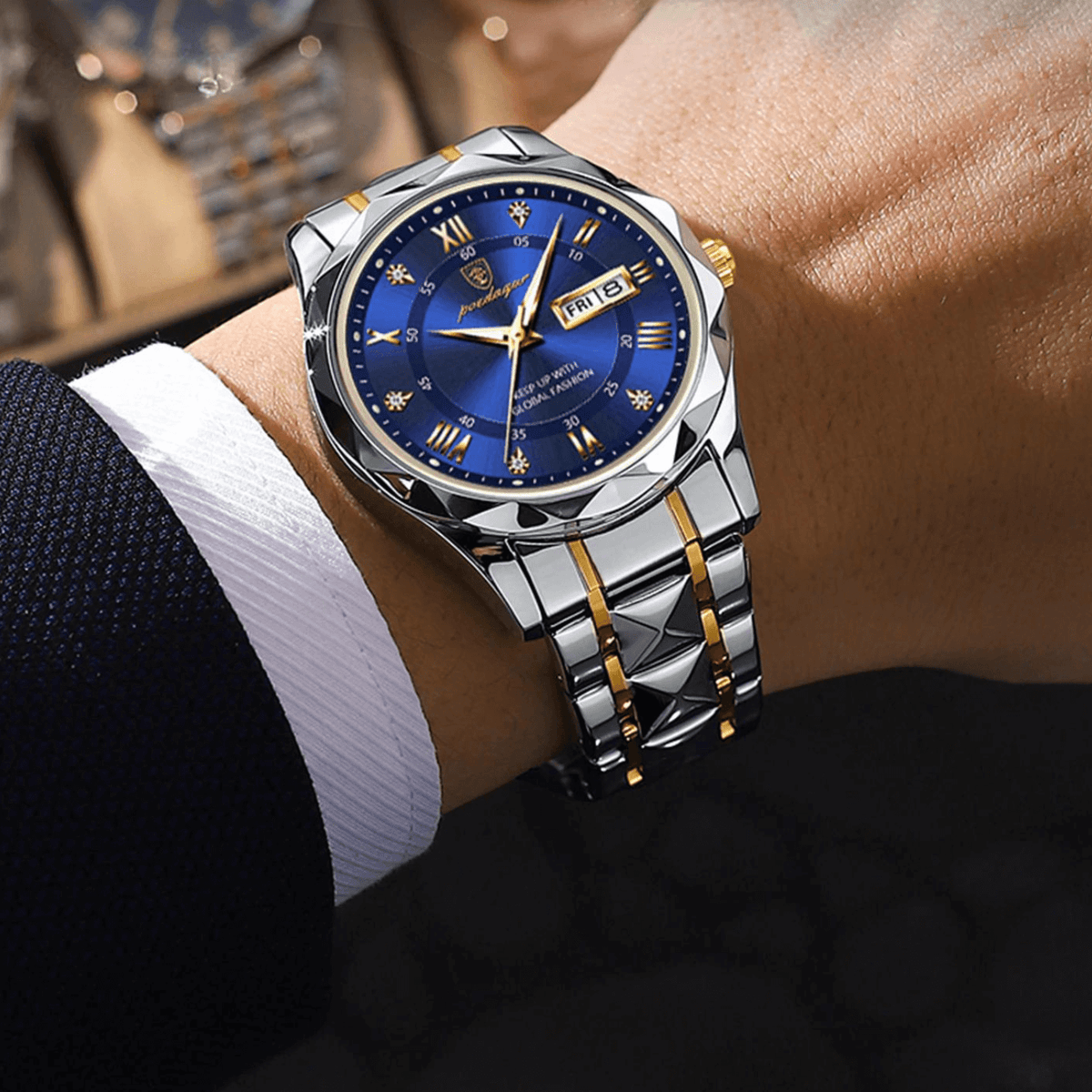 Stainless Steel Men's Watch with Luminous Dial & Date Display | Thomler