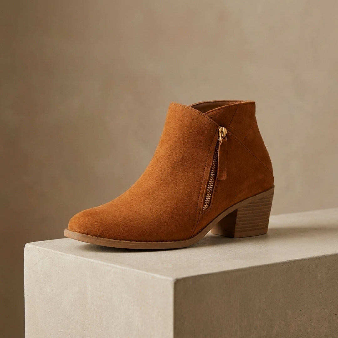Women's Pointed-Toe Ankle Boots with Block Heel – Side Zip Bootie for Work, Casual & Evening Wear | Thomler