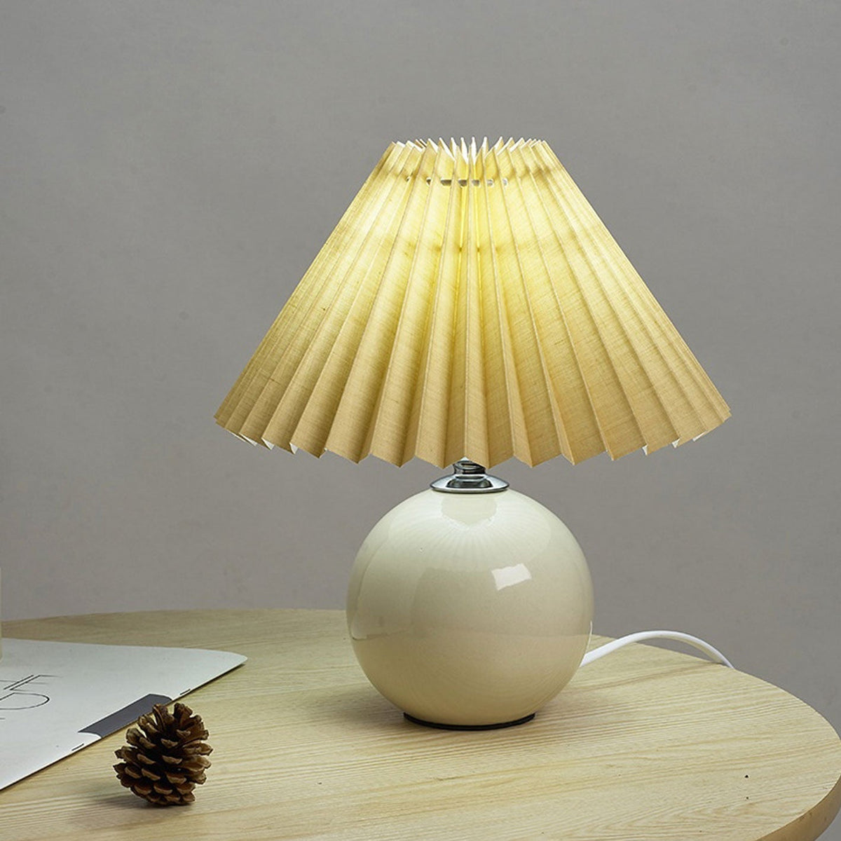 Ceramic Table Lamp with Fabric Shade – Modern Accent Lighting for Bedroom, Living Room & Home Office | Thomler