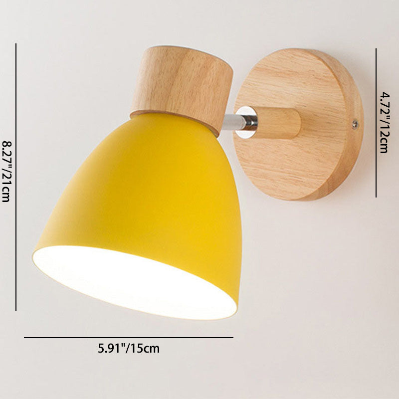 Wall Lamp Iron Wood 5.9 in Modern Bedroom Bedside Lighting Fixture E26 Hardwired Living Room Study Light | Thomler