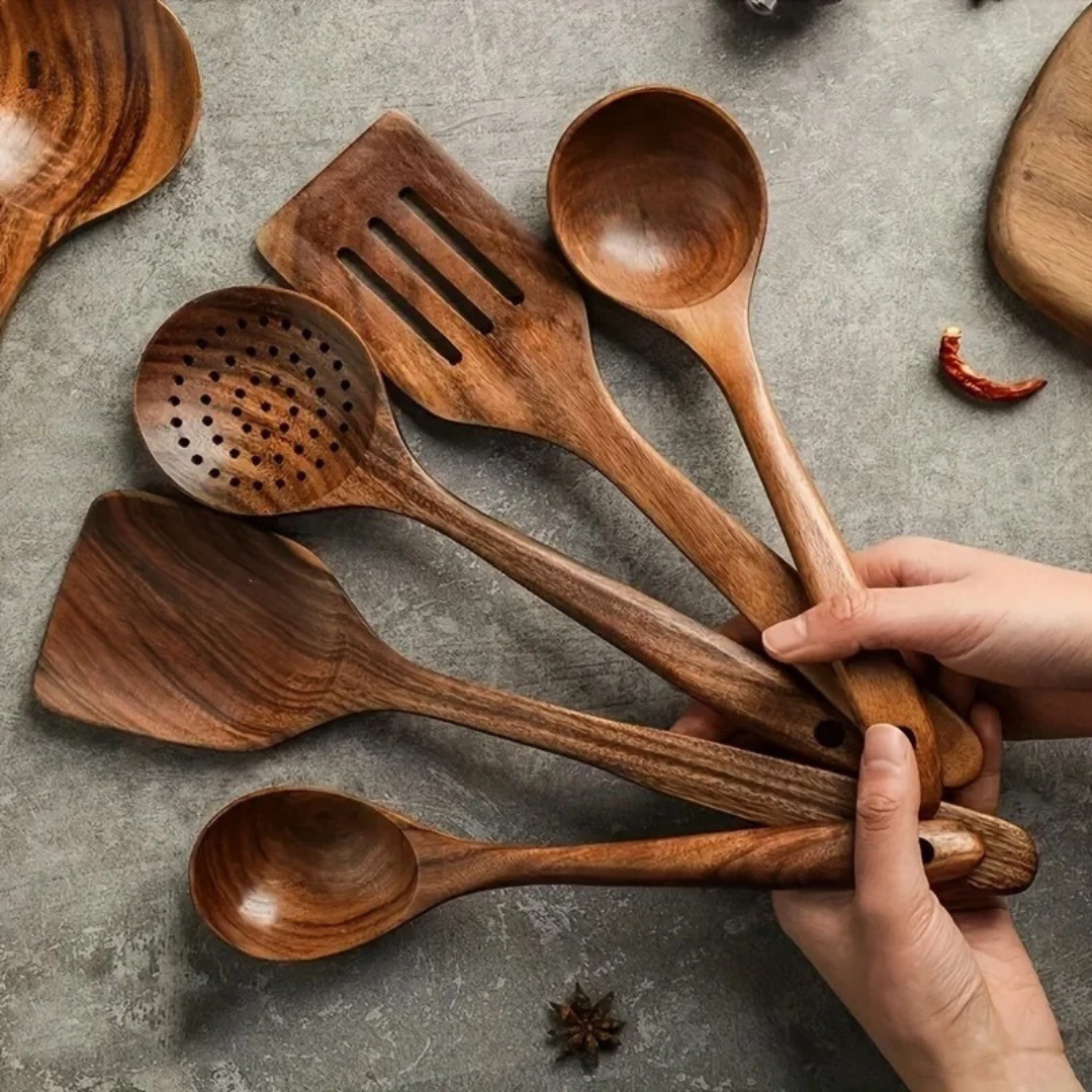 Kitchen Utensil Natural Walnut Wood Cooking Tool For Non Stick Pans Stirring Serving Flipping Wooden Kitchenware | Thomler