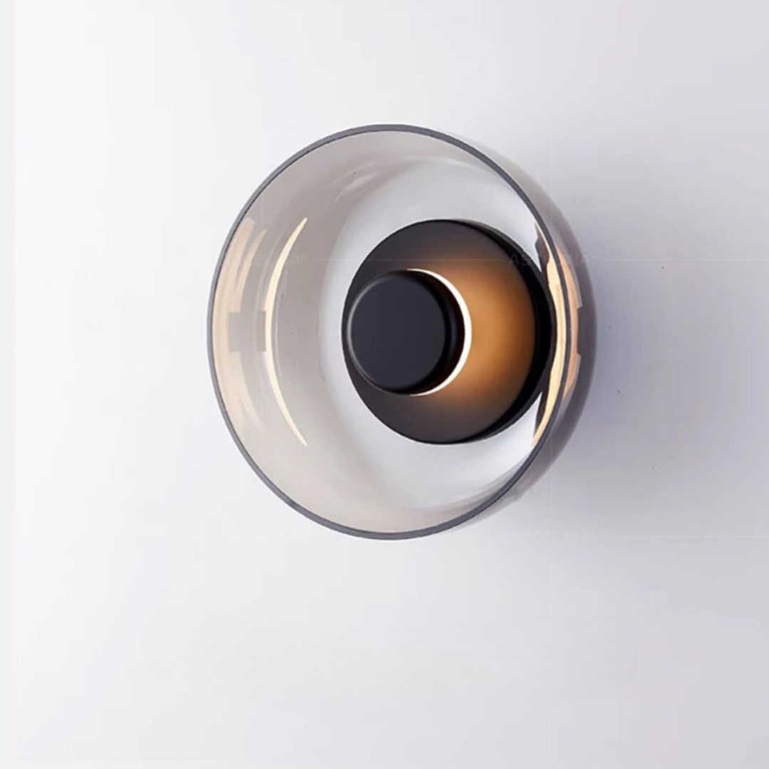 Contemporary Sconce with Domed Glass Shade – Iron Frame Wall-Mount Fixture for Bedrooms, Hallways & Living Spaces | Thomler
