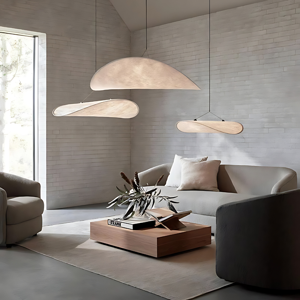 Pendant Light Handwoven Silk Shade Up To 80.0 cm White Dining Room Bedroom Japandi Scandinavian Hanging Ceiling Lamp | Thomler