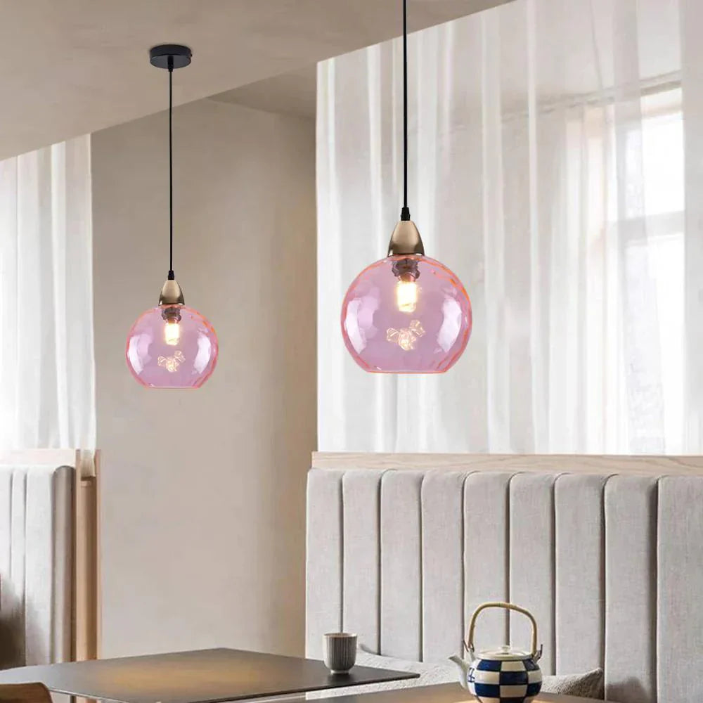 Pendant Light Ripple Glass 7.9 in Sphere Adjustable Dining Room Kitchen Hanging Ceiling Lamp Modern Nordic Minimalist Fixture | Thomler