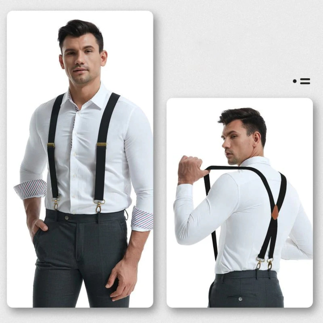 Adjustable X-Back Suspenders with Metal Clips for Men – Elastic Dress Braces for Formal & Casual Wear | Thomler