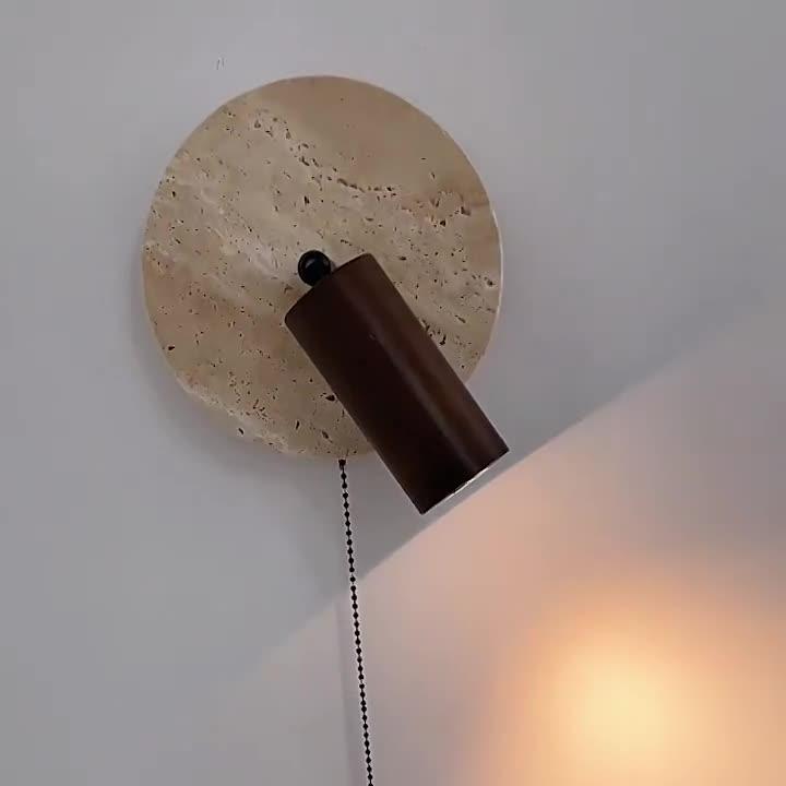 Wall Lamp Travertine Stone 7.1 in Rotatable Warm Light Bedroom Reading Accent Lighting Fixture | Thomler