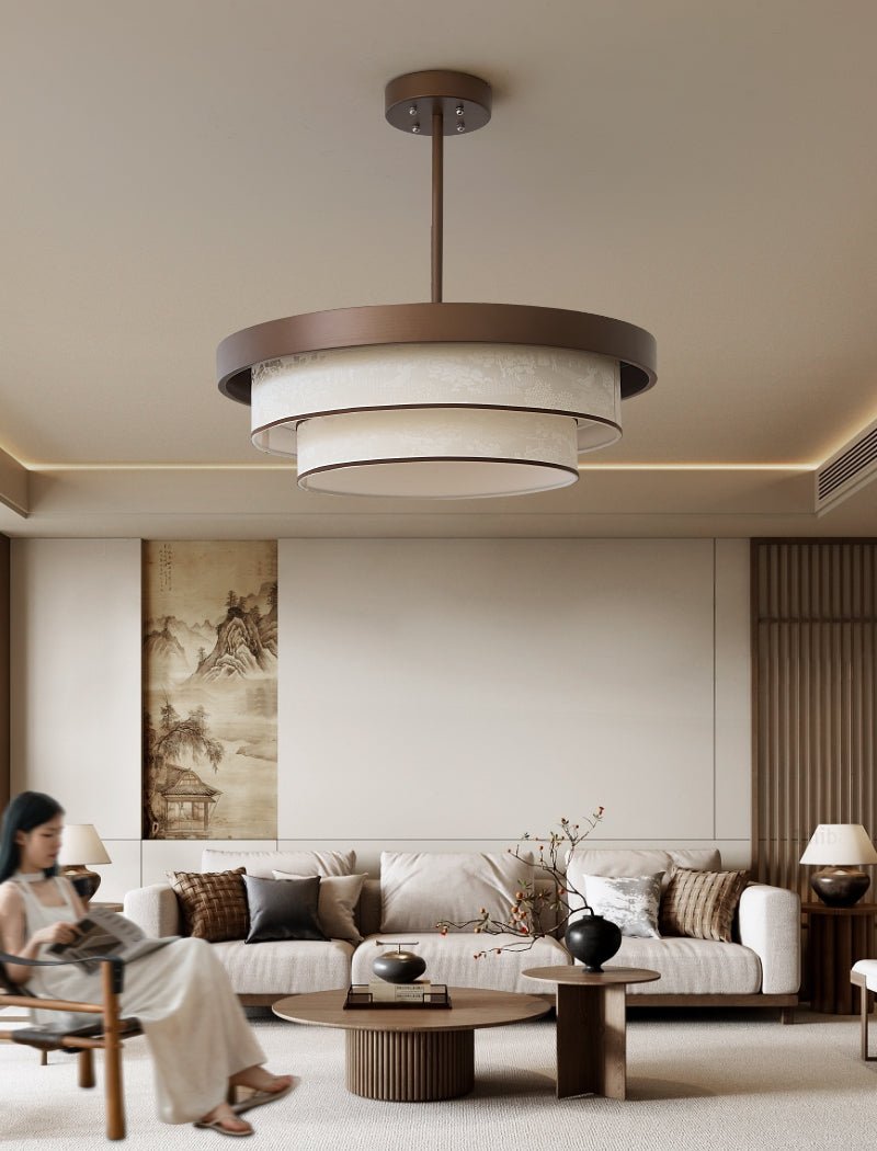 Layered Fabric Ring Pendant Light – Modern Hanging Ceiling Fixture for Dining Room & Entryway | Thomler