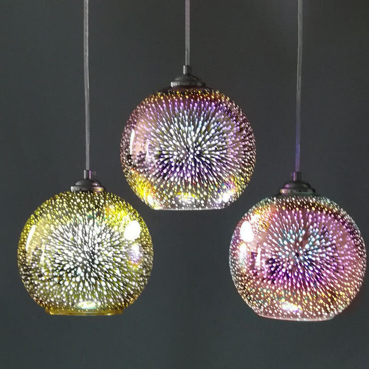 Starburst Hanging Light with Iridescent Glass Shade - E26 Single-Bulb Ceiling Fixture for Dining Rooms, Kitchens & Bars | Thomler