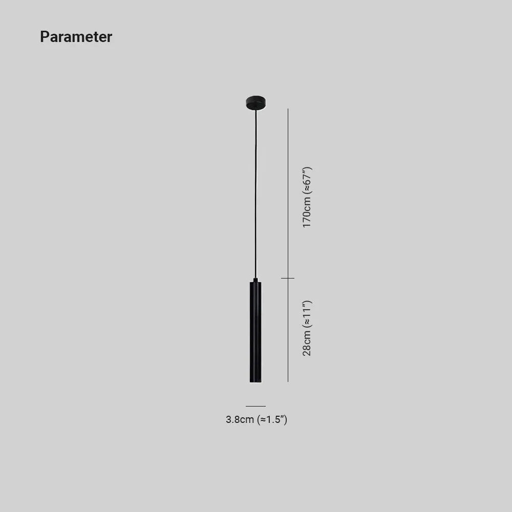 Sleek Metal Bar LED Ceiling Pendant for Living Room & Bedroom – Adjustable Hanging Rod Fixture in Black | Thomler