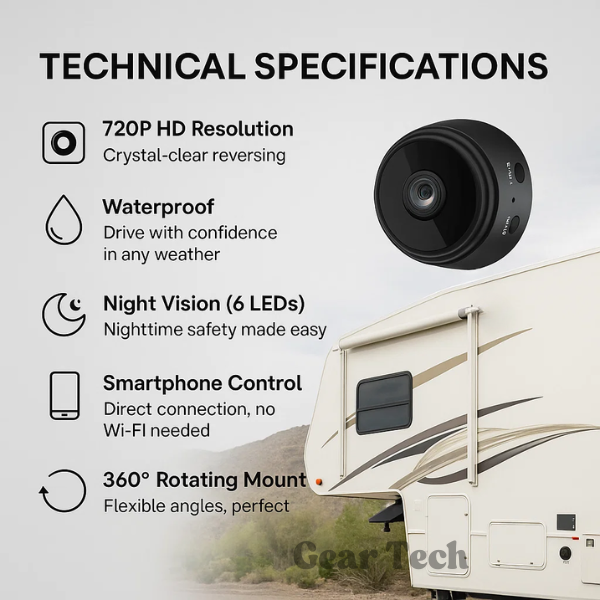 Wireless Rear-View Camera System for Large Vehicles with Infrared Night Mode and Weatherproof Housing | Thomler