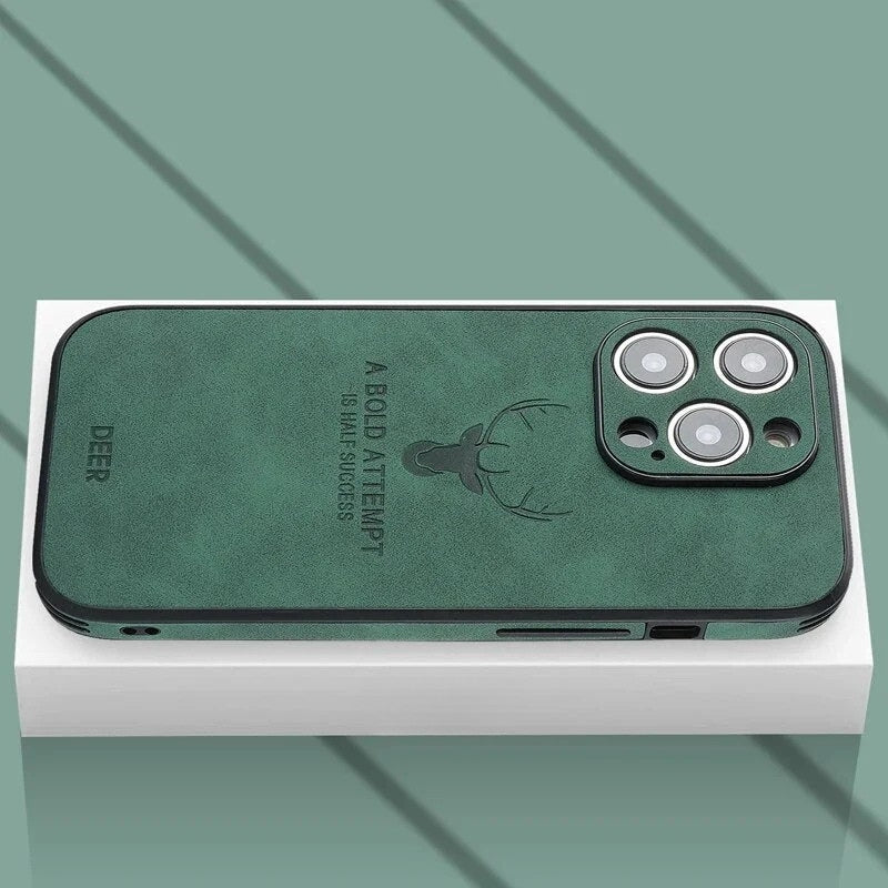 Genuine Suede iPhone Case with Camera Protection & Shock-Absorbing Silicone Liner for iPhone 12-17 | Thomler