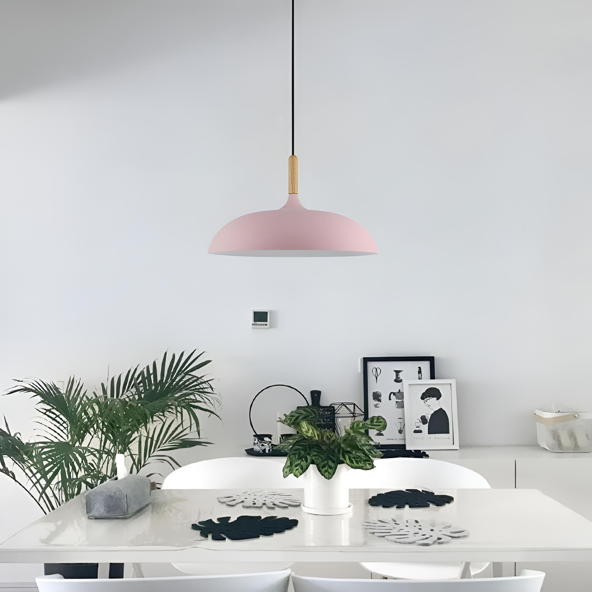 Pendant Light Wood Iron Shade Ø35.0–60.0 cm Dining Room Kitchen Island Japandi Scandinavian Hanging Ceiling Lamp E27 | Thomler