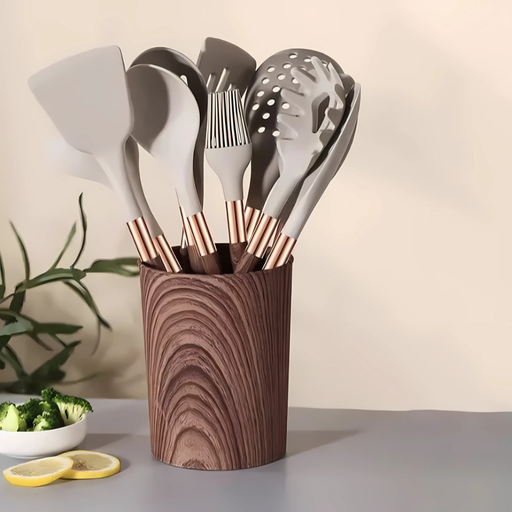 Heat-Resistant Silicone Kitchen Tool Set - 10-Piece Non-Stick Cooking Utensil Collection with Soft Grip Handles for Everyday Meal Prep | Thomler