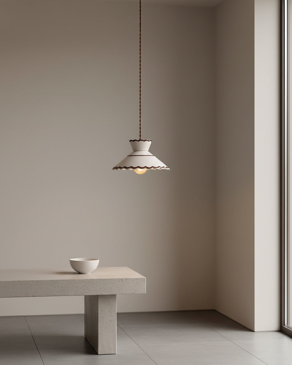 Pendant Light Ceramic 9.6 in Cream Vintage Dining Room Kitchen Island Hanging Ceiling Lamp | Thomler