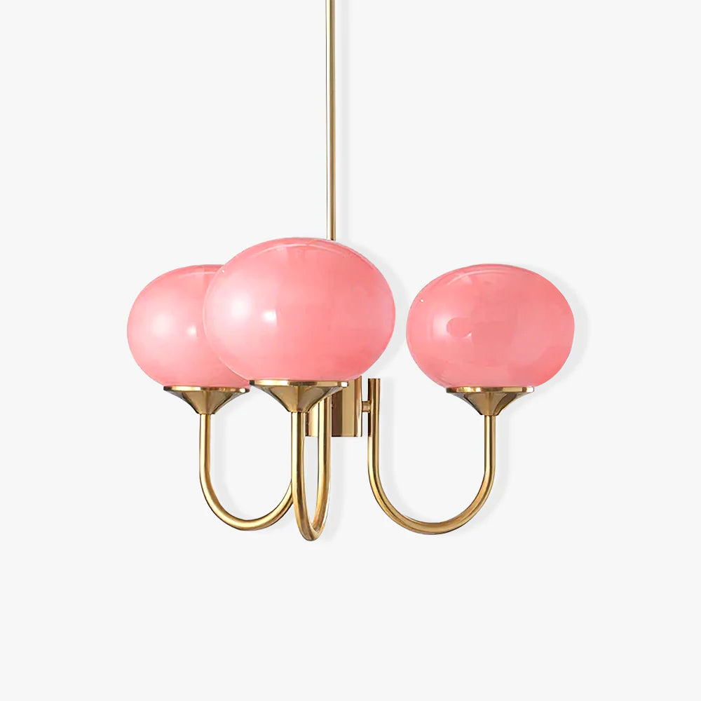 Chandelier Glass 46.0 cm Pink Dining Room Ceiling Light Adjustable Modern Hanging Lamp E27 Metal Globe Lighting | Thomler