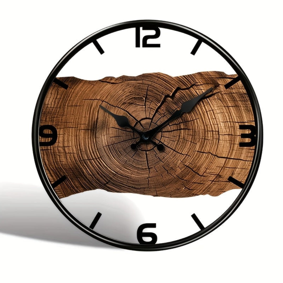 Rustic Carved Wood Wall Clock Silent Sweep Movement for Living Room & Bedroom Decor | Thomler