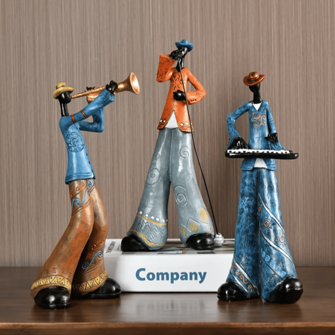 Jazz Musician Resin Sculpture Set – Abstract Band Figurines for Living Room & Shelf Décor | Thomler