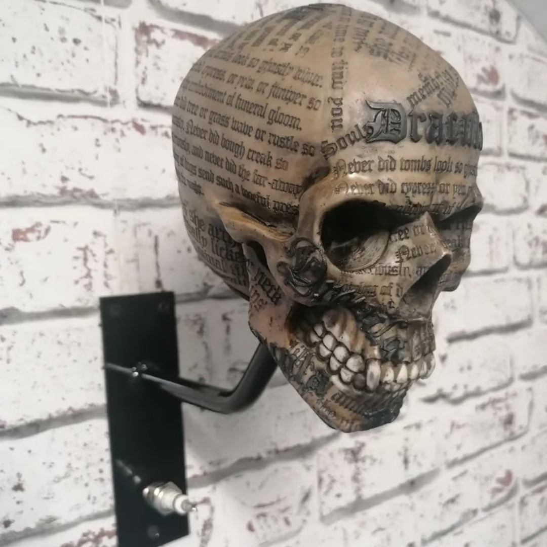 Skull Wall Mount Helmet Holder with Coat Hook for Motorcycle Gear Storage Rack Adjustable Organizer for Garage Entryway Workshop Man Cave | Thomler
