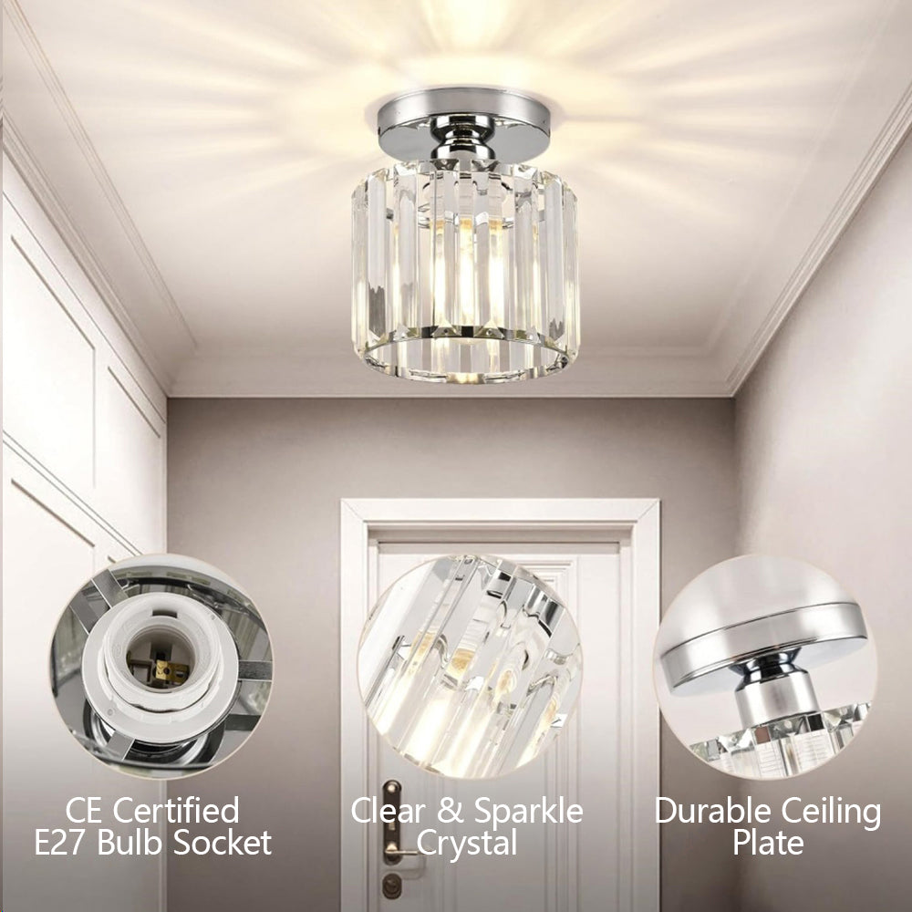 Ceiling Lamp Crystal E27 Black Or Gold Hallway Living Room Bedroom Flush Mount Light Fixture | Thomler