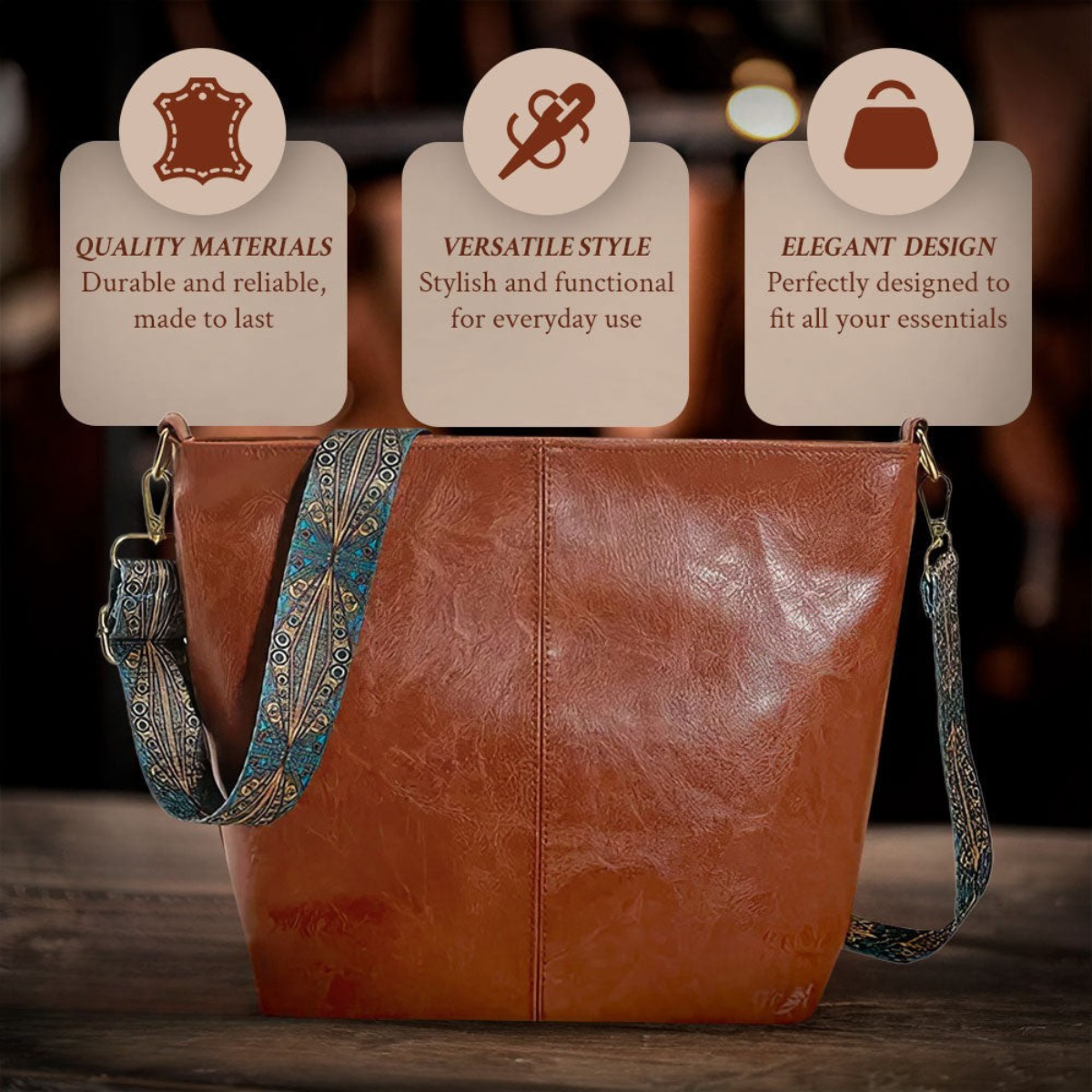 Genuine Leather Crossbody Purse with Adjustable Strap – Vintage Flap Bag for Women | Everyday Shoulder Handbag with Magnetic Closure | Thomler