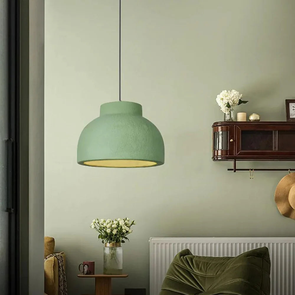 Pendant Light Polystyrene Dome 15.4 in White Dining Room Kitchen Island Hanging Ceiling Lamp Minimalist Nordic Wabi Sabi | Thomler