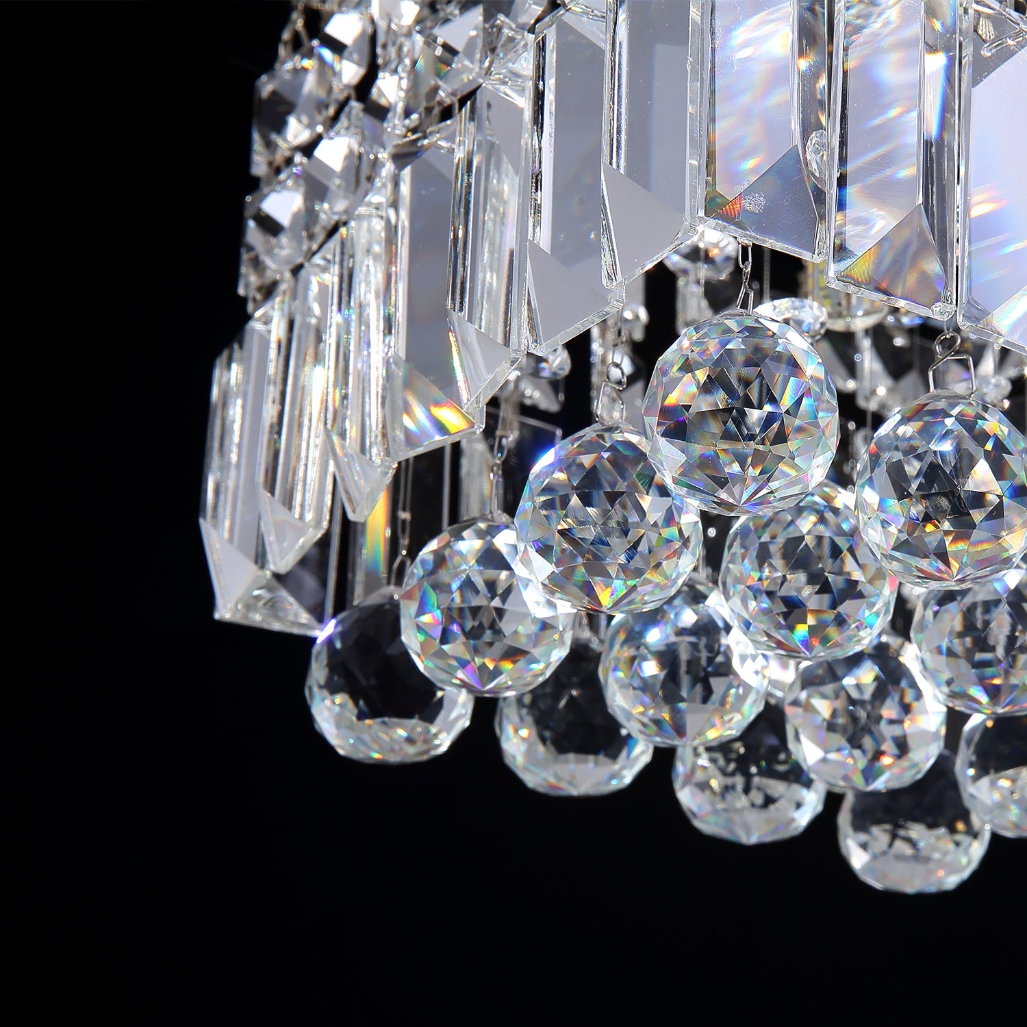 Compact Crystal Ceiling Light Chrome Finish Flush Mount Square Design for Hallway Bedroom Kitchen Entry | Thomler