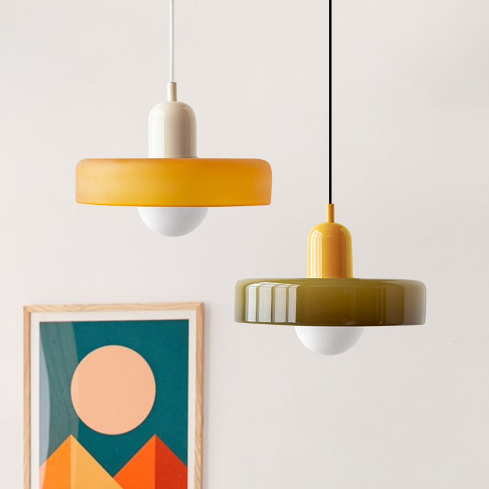 Glass Disc Pendant Light with Adjustable Cord – Modern Ceiling Fixture for Dining Room, Kitchen Island & Living Room | Thomler