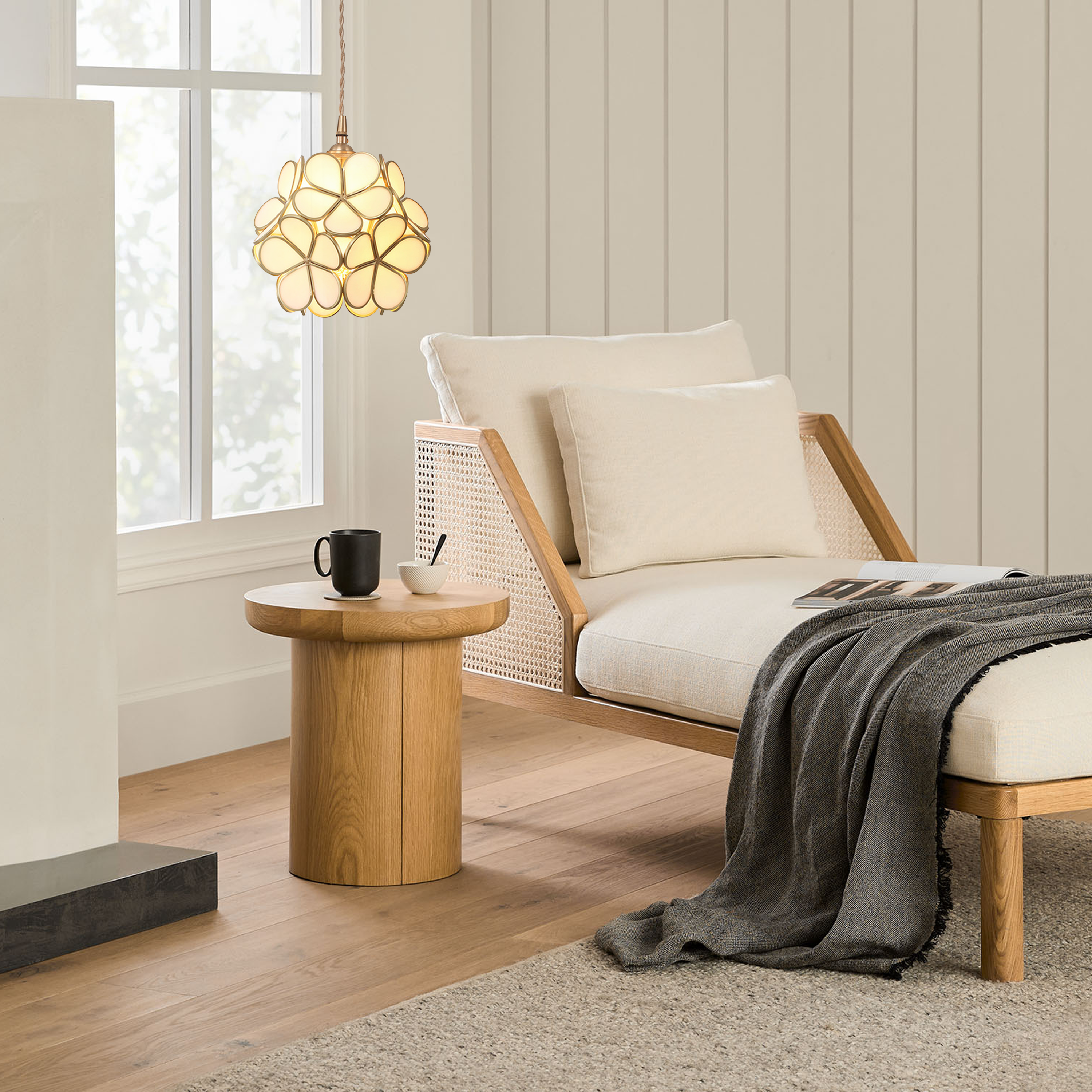 Pendant Light Glass Petal E27 Max 40W Ceiling Dining Room Bedroom Hanging Fixture Decorative Ambient Lighting | Thomler