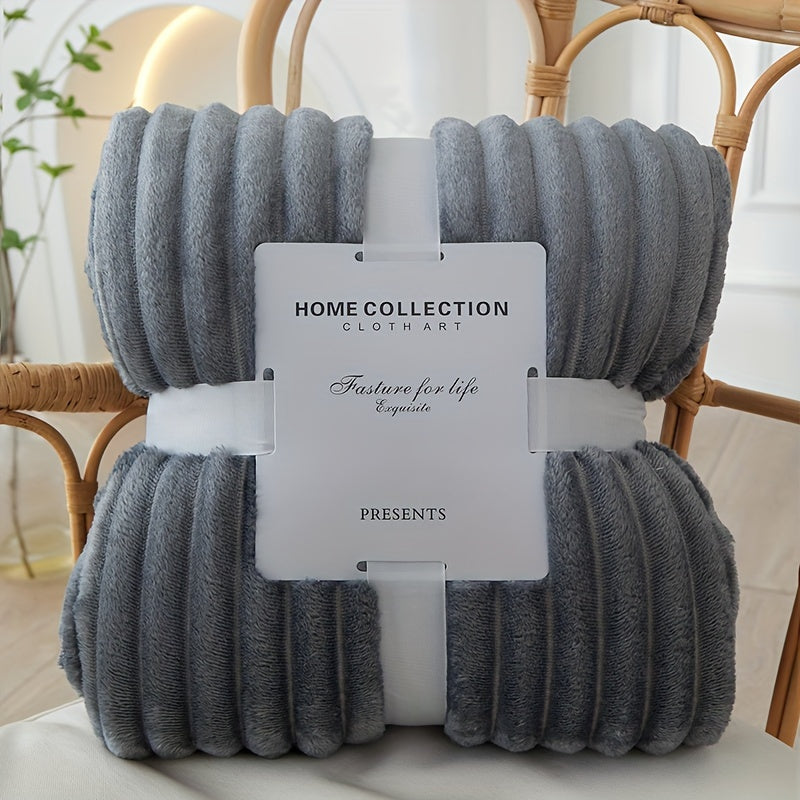 Fleece Blanket Polyester Flannel Lightweight Sofa Bed Throw Modern Solid Colour Warm Winter Living Room Bedding | Thomler