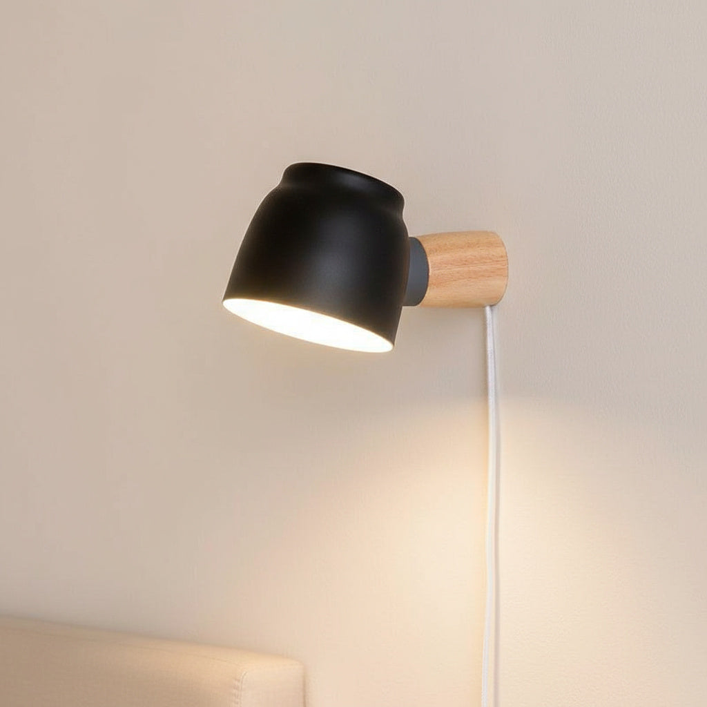 Plug-In Wall Sconce Light Fixture with Cord for Bedroom, Living Room, Hallway | Modern Ambient Lighting for Home | Simple No-Hardwire Setup | Thomler