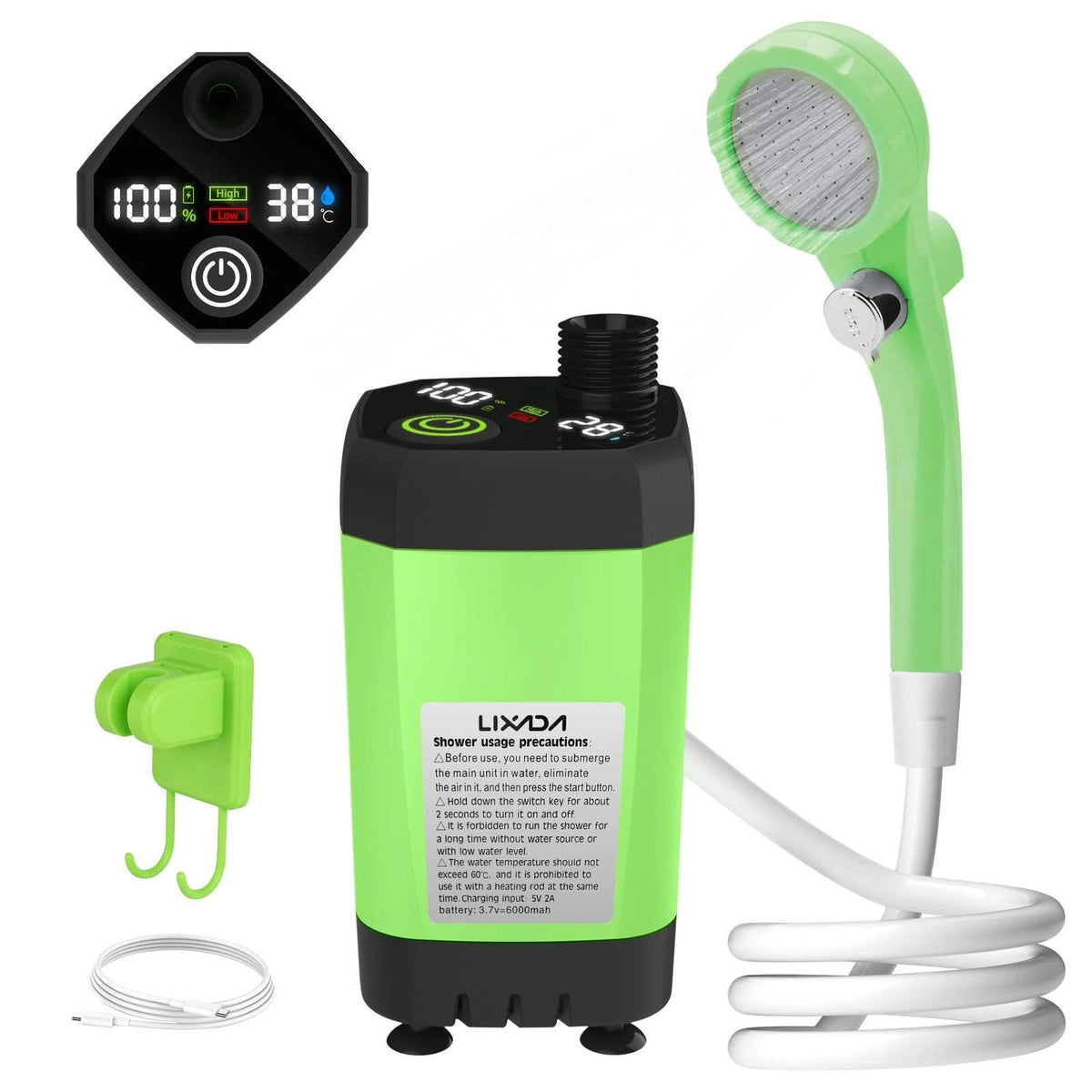 Rechargeable Camp Shower Pump with Digital Screen for RV & Outdoor Travel | Thomler