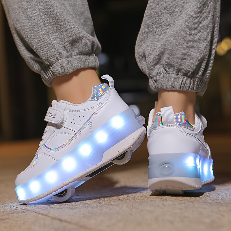 LED Light-Up Roller Skate Sneakers for Kids with Removable Wheels – USB Rechargeable Inline Shoes for Boys & Girls | Thomler