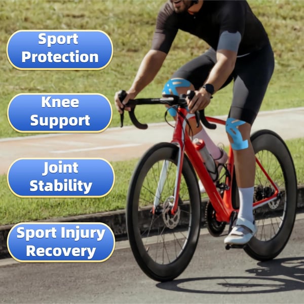 Pre-Cut Kinesiology Tape for Knee Support – 150% Stretch Cotton Athletic Tape for Pain Relief & Stability During Sports & Daily Activity | Thomler