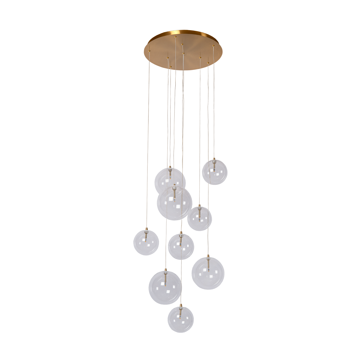 Pendant Light Glass Sphere Cluster 50.0 cm Antique Brass Dining Room Adjustable Hanging Ceiling Lamp | Thomler