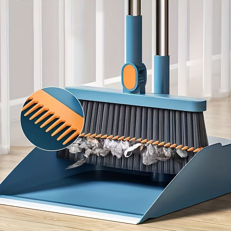 Upright Sweep & Scoop Set with Extended Handle for Floors & Tile – Standup Design, Pet Hair Pickup, Space-Saving Storage | Thomler