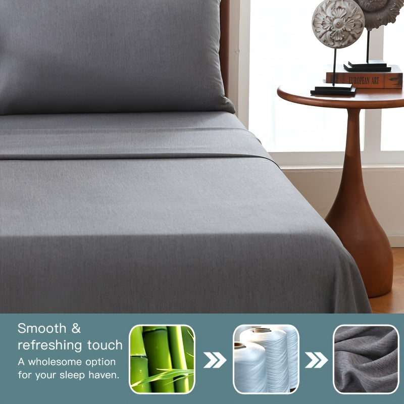 Bamboo Fiber Fitted Sheet Deep Pocket Breathable Cooling Bed Sheet Moisture Wicking Soft Bedding for Summer Twin Full Queen King Cal King | Thomler