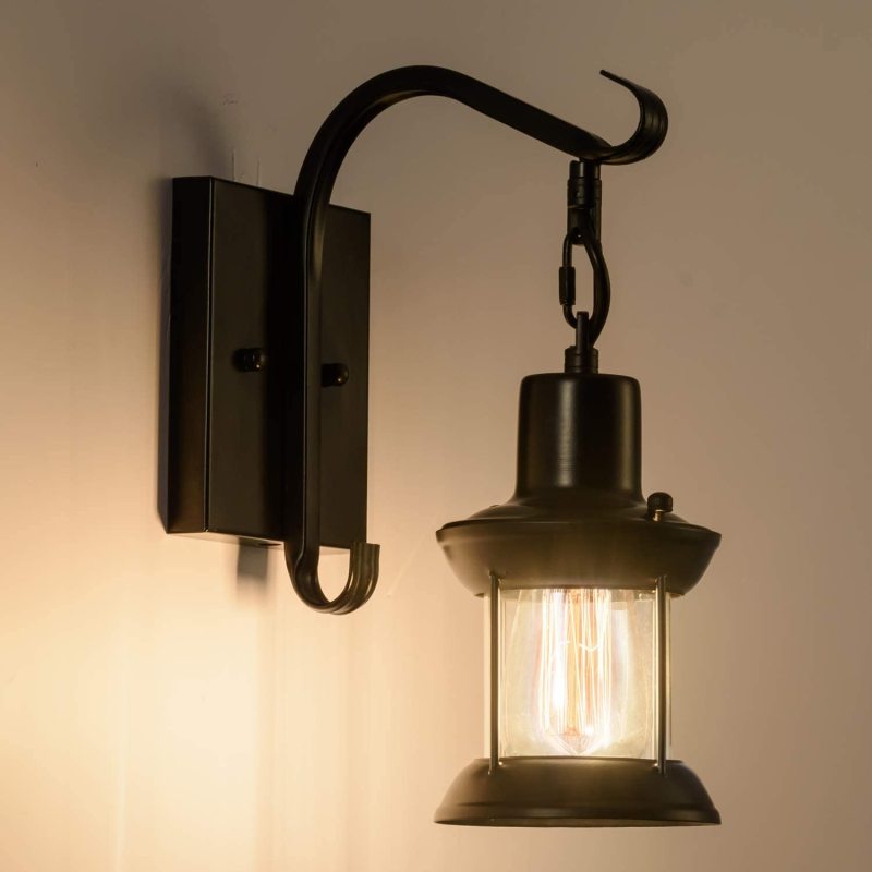 Industrial Metal Wall Sconce E27 Socket for Bedroom Living Room Hallway | Vintage Pipe Fixture Hardwired Indoor Lighting | Thomler