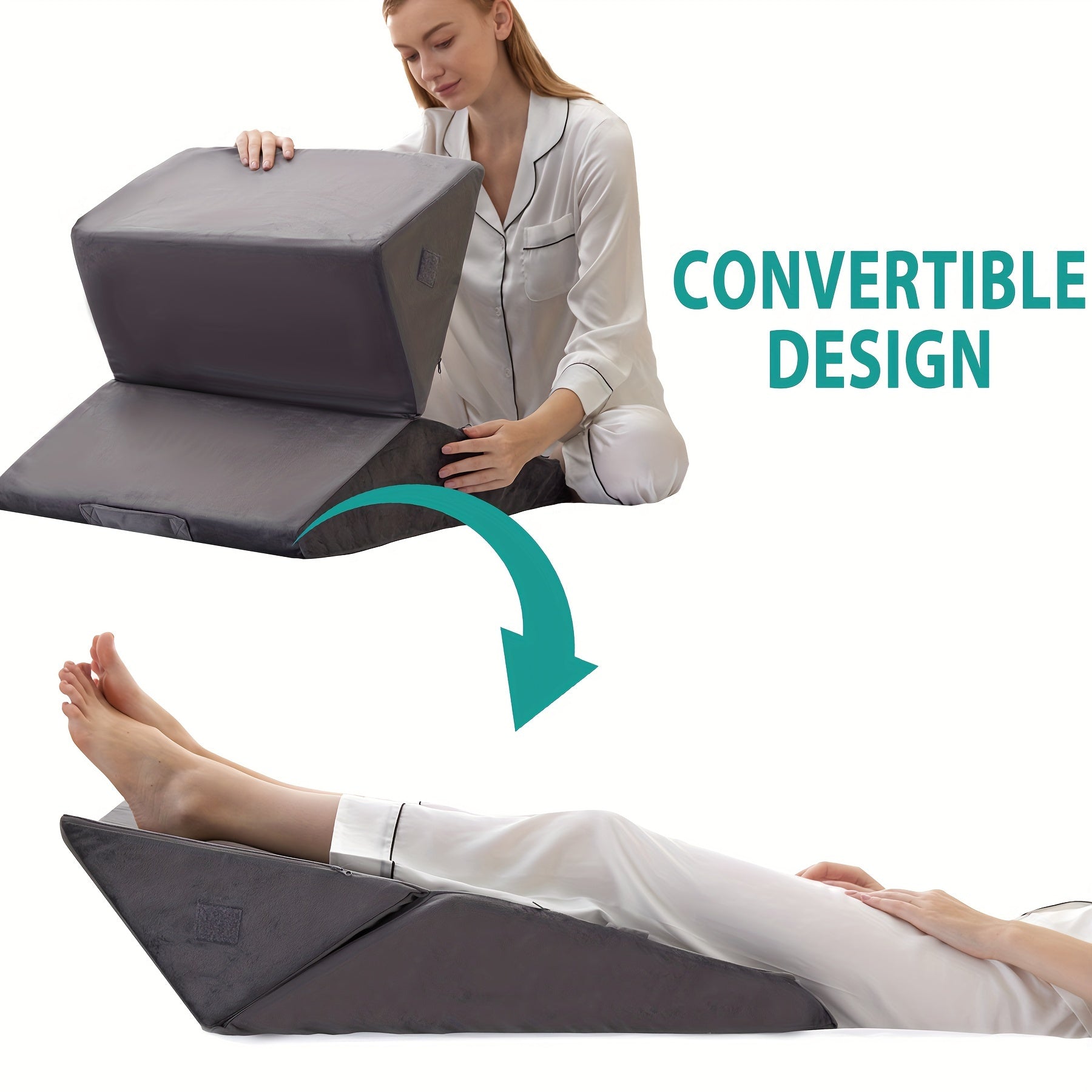 7-in-1 Adjustable Memory Foam Wedge Pillow System for Back Pain, Acid Reflux & Post-Surgery Support | Thomler
