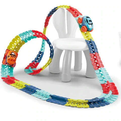 Magnetic Race Track Building Set with LED Car – Modular STEM Track Toy for Kids Ages 3+ | Thomler